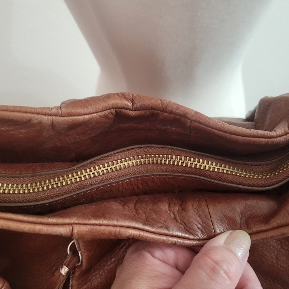 ELLIOTT LUCCA Brown Leather Hobo Bag with Metallic Details - Picture 7 of 15